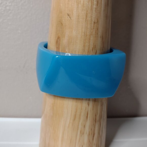 Very Awesome Asymmetrical 8 Inch Vintage Thick Blue Bangle - Picture 2 of 10